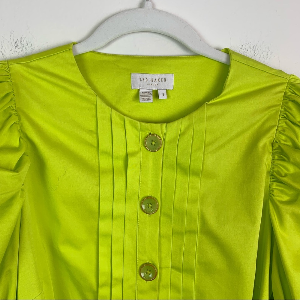 Ted Baker Sofia Ruffle Mini Dress Bright Green Size 4 - Picture 5 of 16